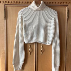 Knit Off White Cropped Sweater